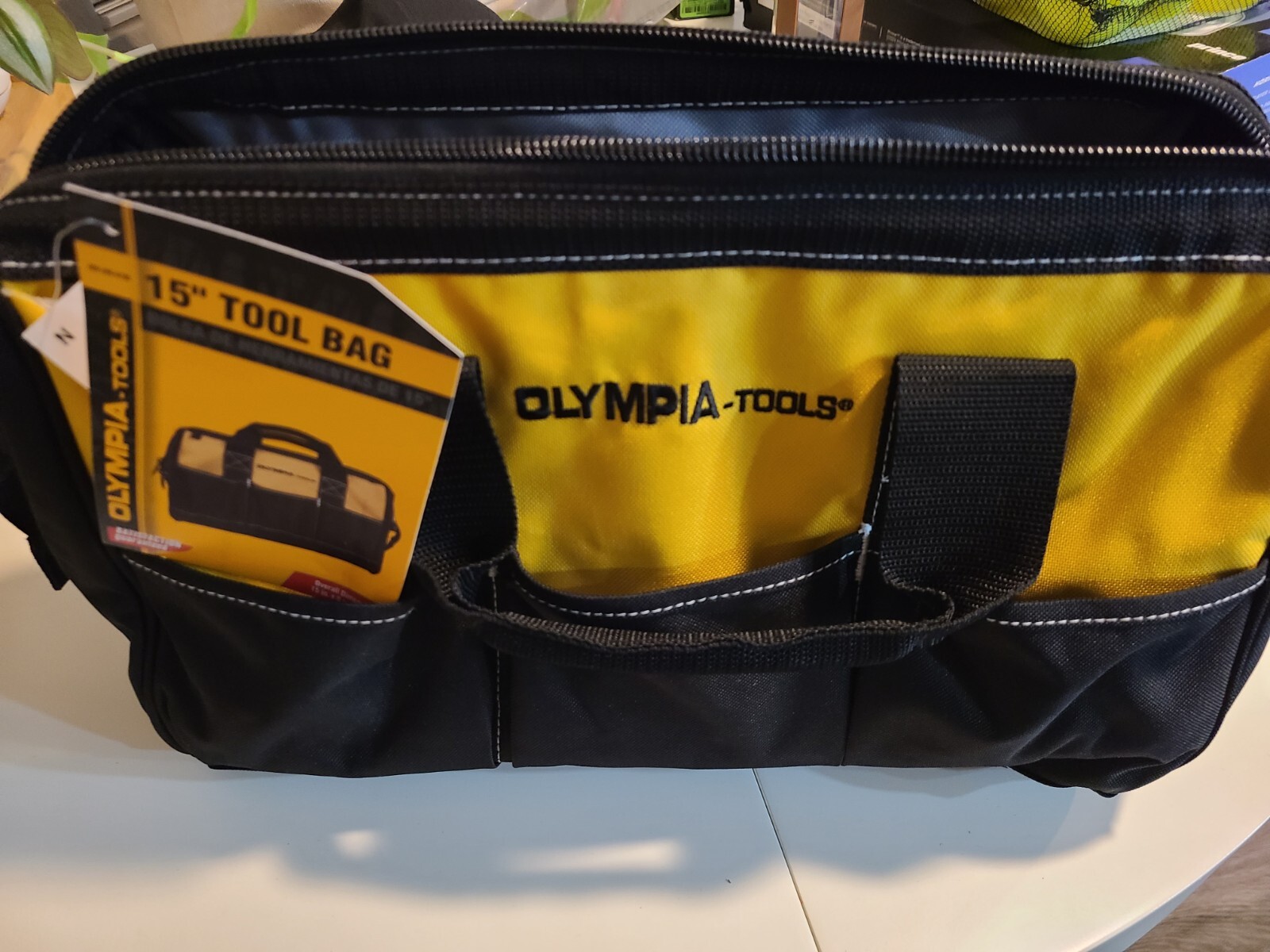 Olympia Tool Bag 15″ Heavy Duty Tools Bag Yellow W/ 8 Pockets Adjustable Strap