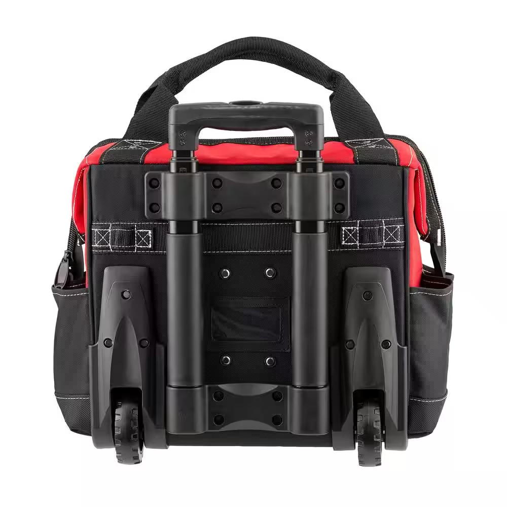 14 in Rolling Tool Tote Bag Heavy Duty Wheels Telescoping Handle Water Resistant