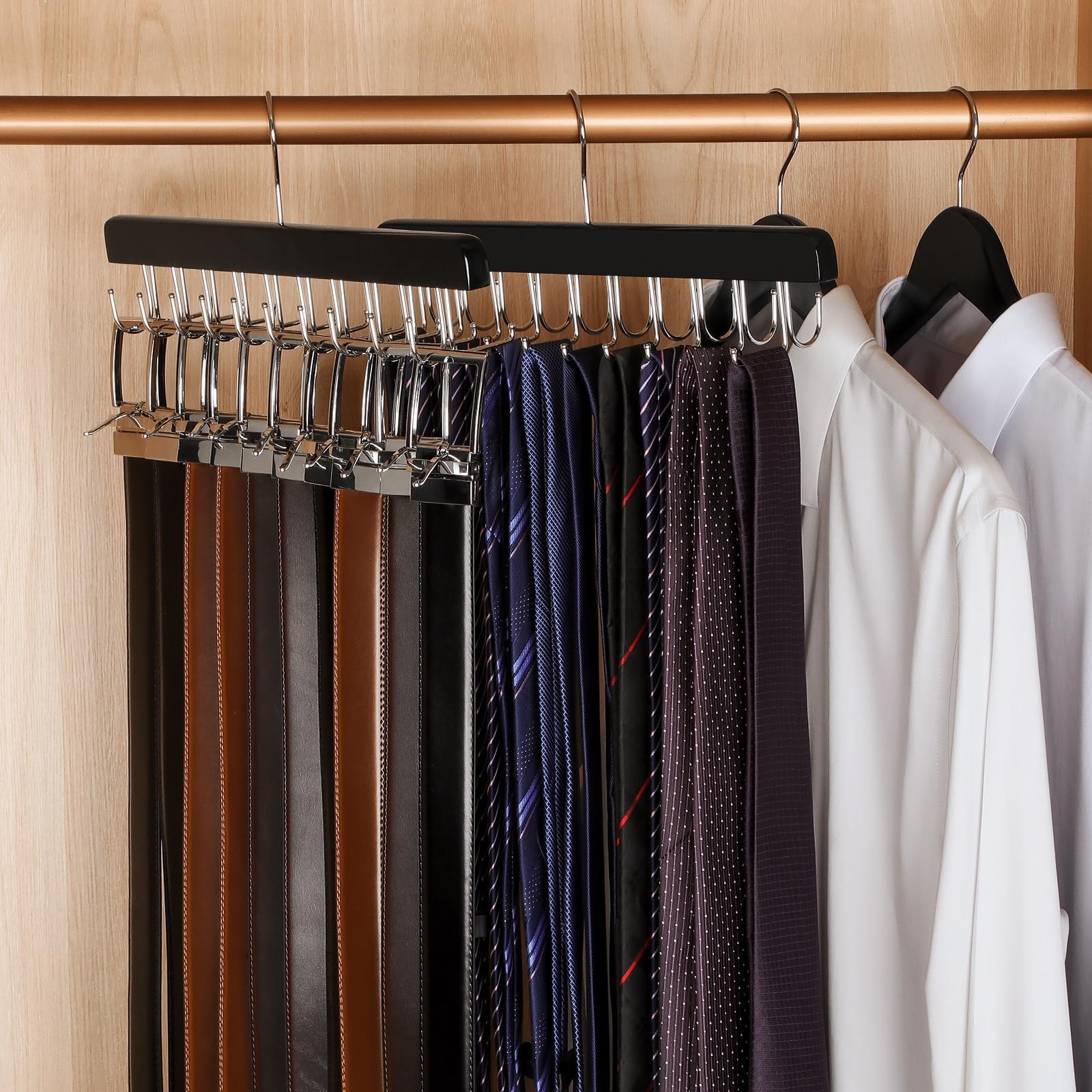 TOPIA HANGER 2 Pack 2 in 1 Belt Tie 14.56 inches x 5.9 inches, Black-2