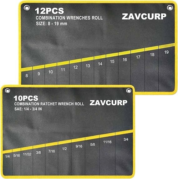 Wrench Roll Organizer Heavy Duty 2 Pack Waterproof Oxford 10 SAE 12 Metric