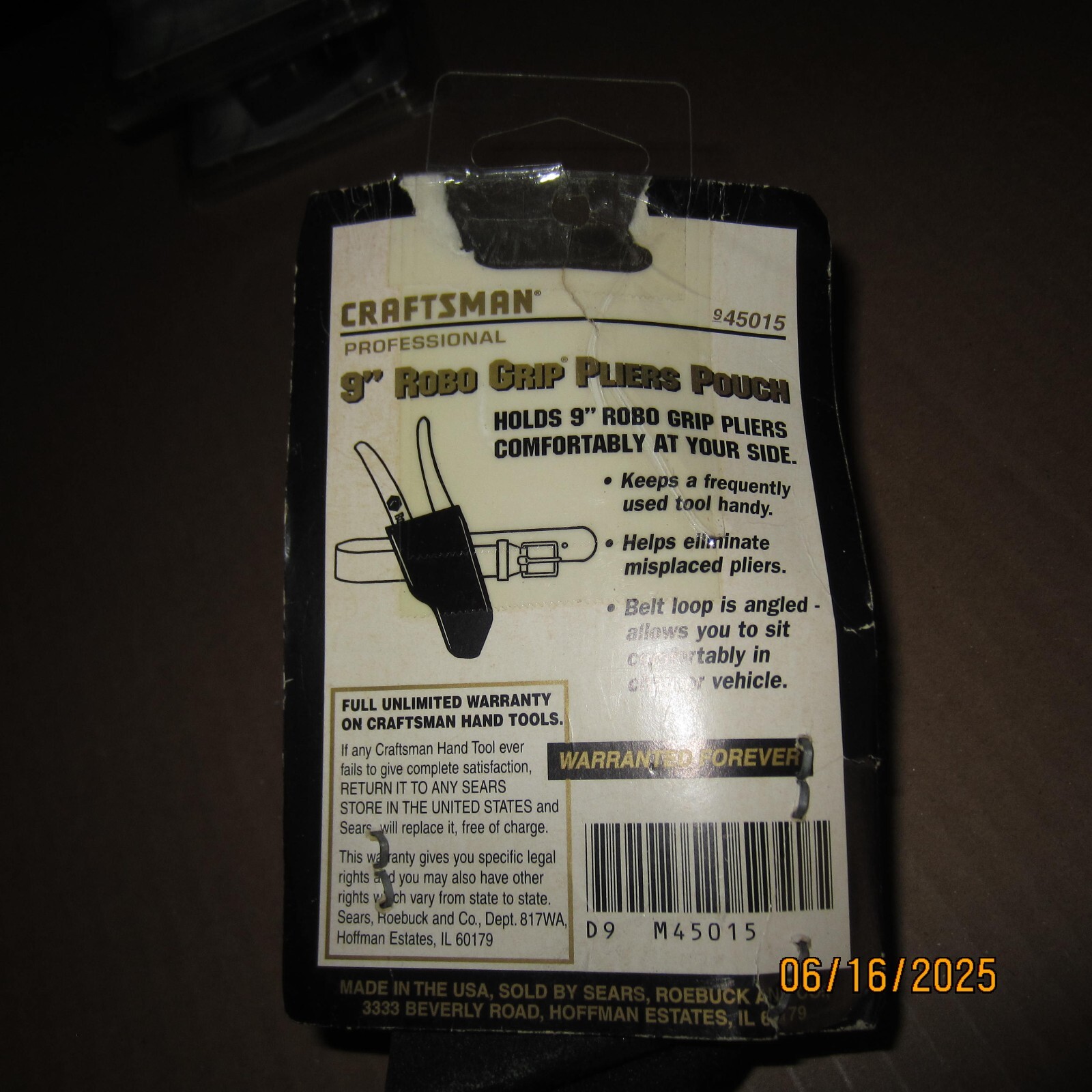 NEW Craftsman Professional 9″ Robo Grip Pliers Pouch With Belt Loop 945015