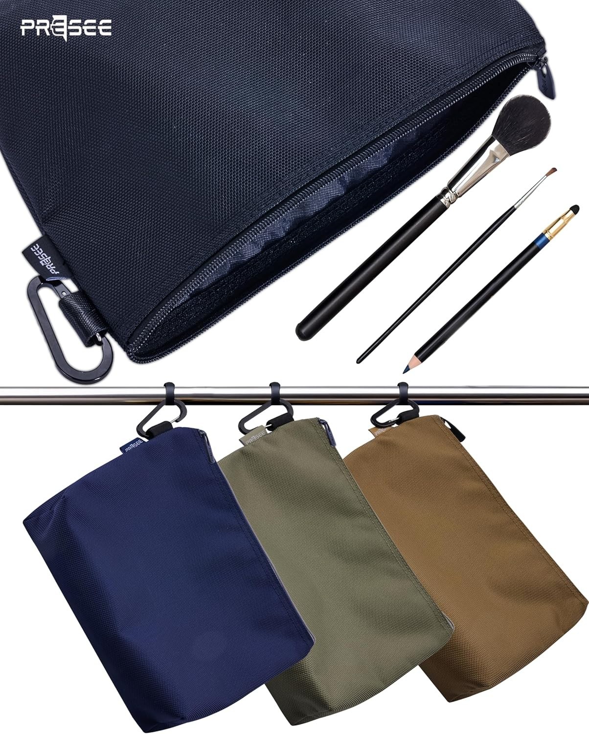 11″ Heavy Duty Tool Bag Organizer in Waterproof Nylon with Easy-Carry Carabiner