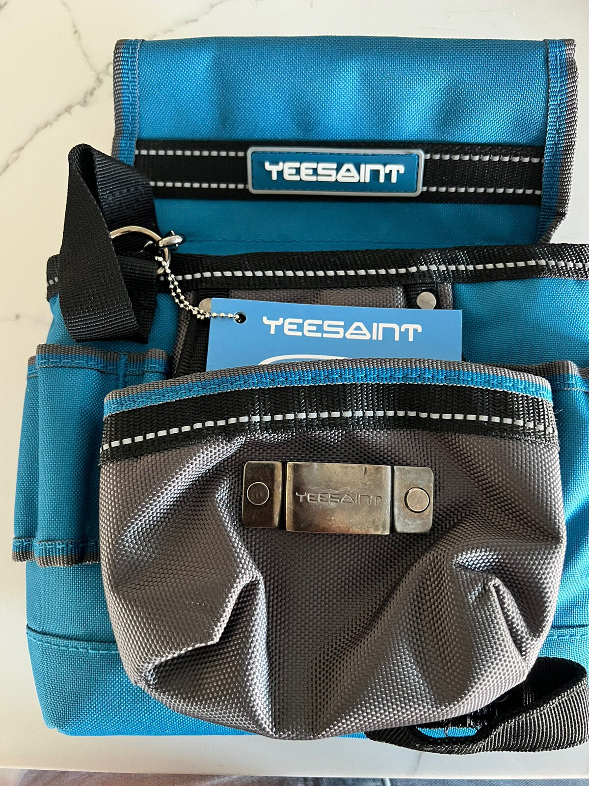 Yeesaint Tool Wait Bag 6 Pockets 30 inches wide 8 Deep Wide Tape Border Blue New