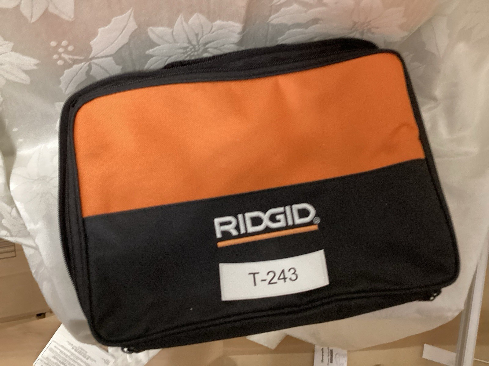 RIDGID Orange and Black Fabric Tool Bag, Zipper Closure, Small 13x10x3, T-243