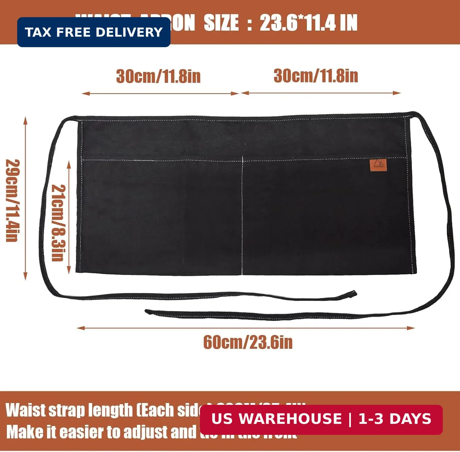 2 Pocket Canvas Work Waist Apron Unisex Tool Utility Apron Tool Belt Woodworkers