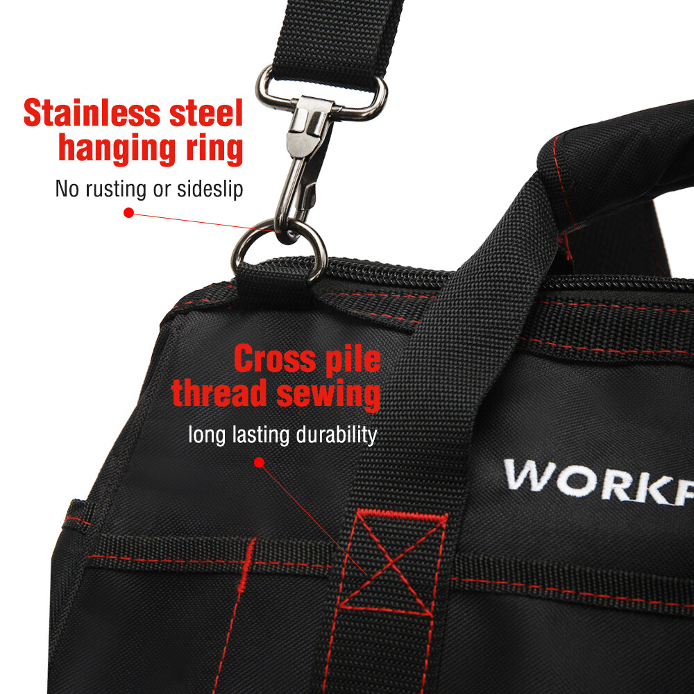 WORKPRO 16-inch Zipper Tool Bag Wide Mouth Heavy Duty Storage Carrying Work Tote