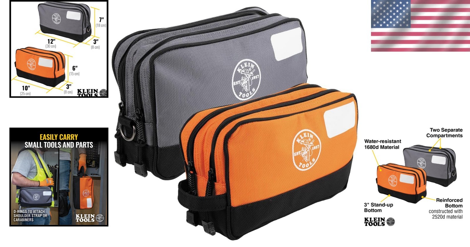 2-Pack Heavy-Duty Tool Bags with Dual Compartments for Efficient Organization