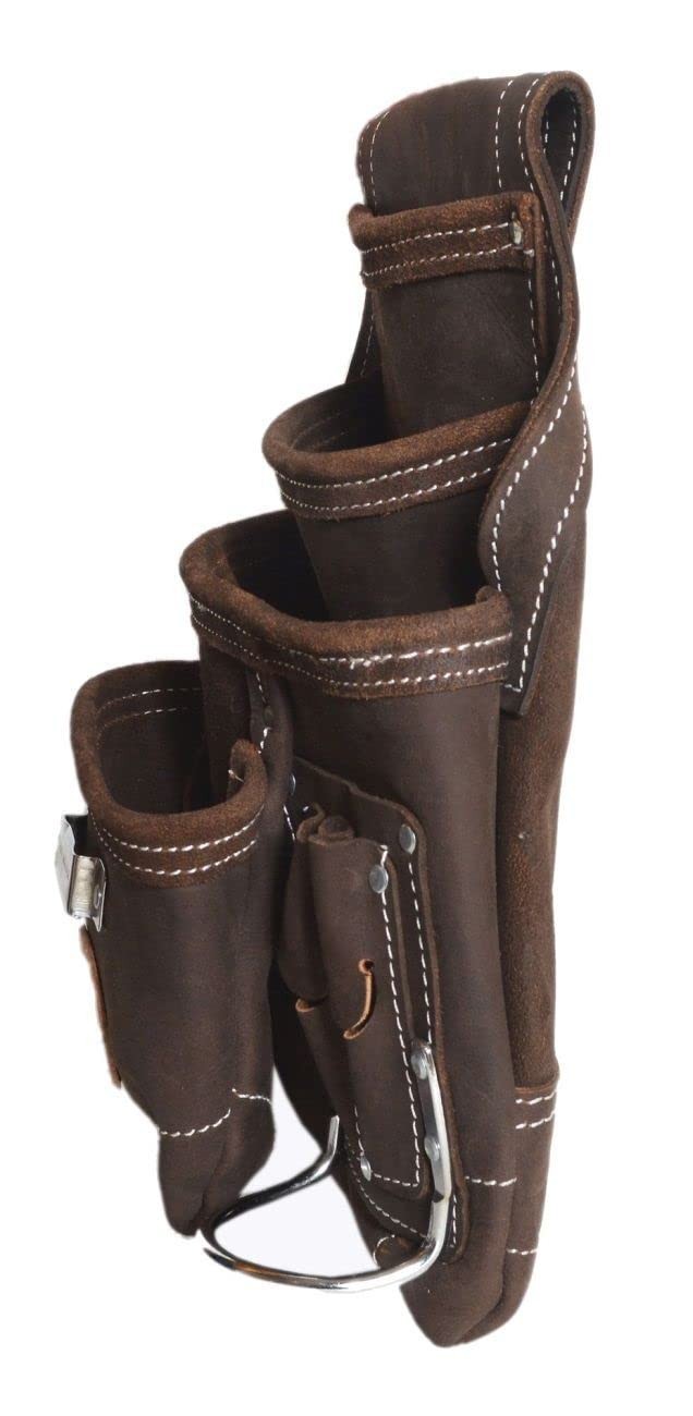 20148 10 Pocket Top Grain Leather Tool Bag Oil Tan Carpenter Framer Bag