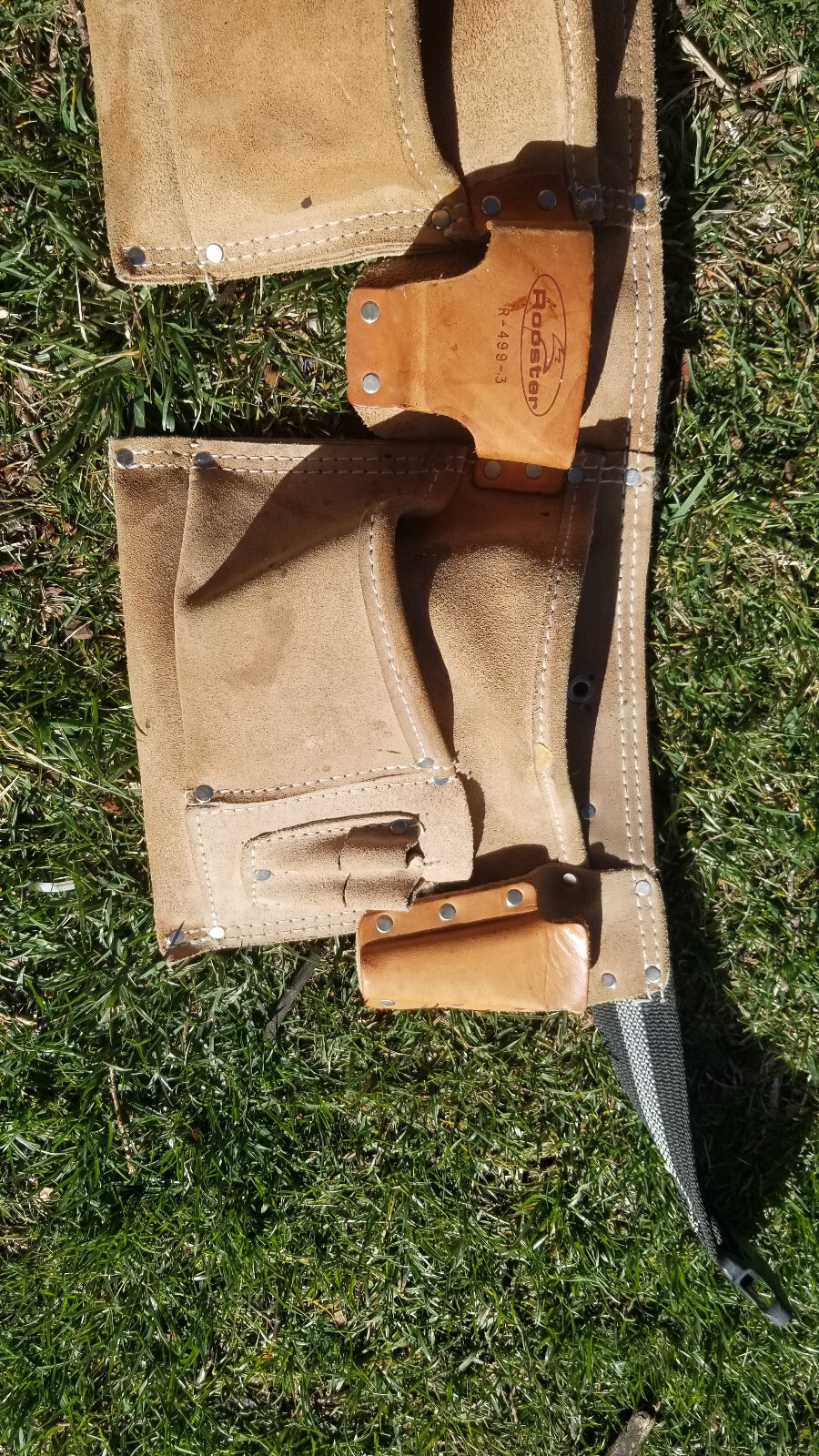 Leather Tool Belt / Rooster R 499-3 / 2 Pockets / Adjustable Strap
