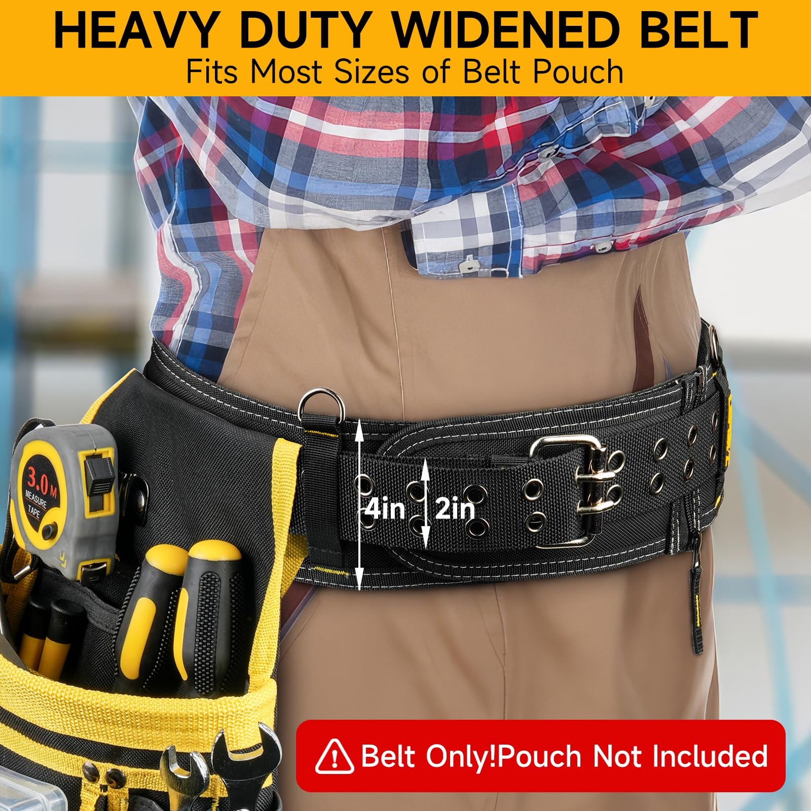 Padded Tool Belt,4-Inch Heavy Duty Tool Belts for Men with 4 Suspenders Ring,
