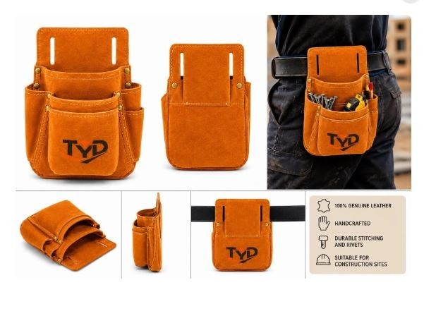 Handmade Genuine Leather Tool Pouch Belt Holder – Multi-Pocket Carpenter