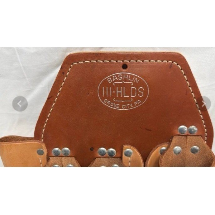 Vintage Bashlin 111HLDS Leather Lineman Holster Tool Pouch Multiple Pockets USA