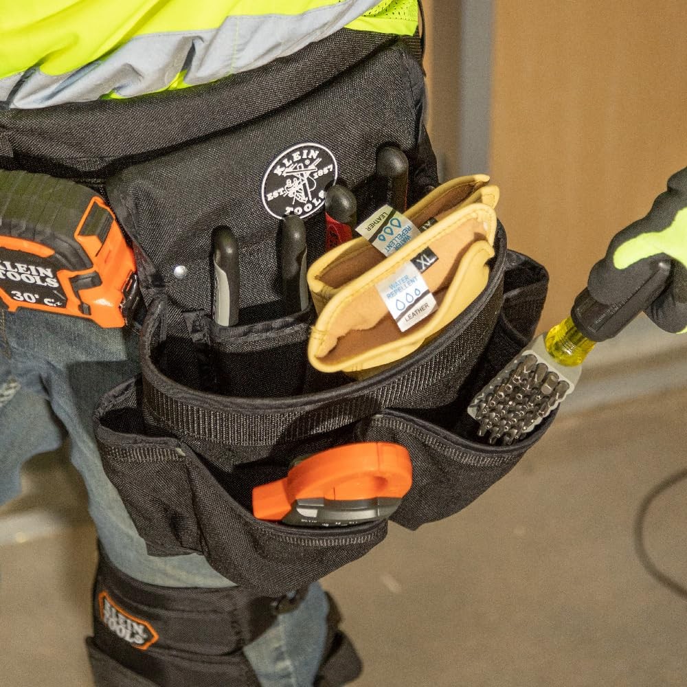 Klein Tools 5718 Tool Pouch PowerLine Series Utility Pouch Fits Tool Belts to 2.