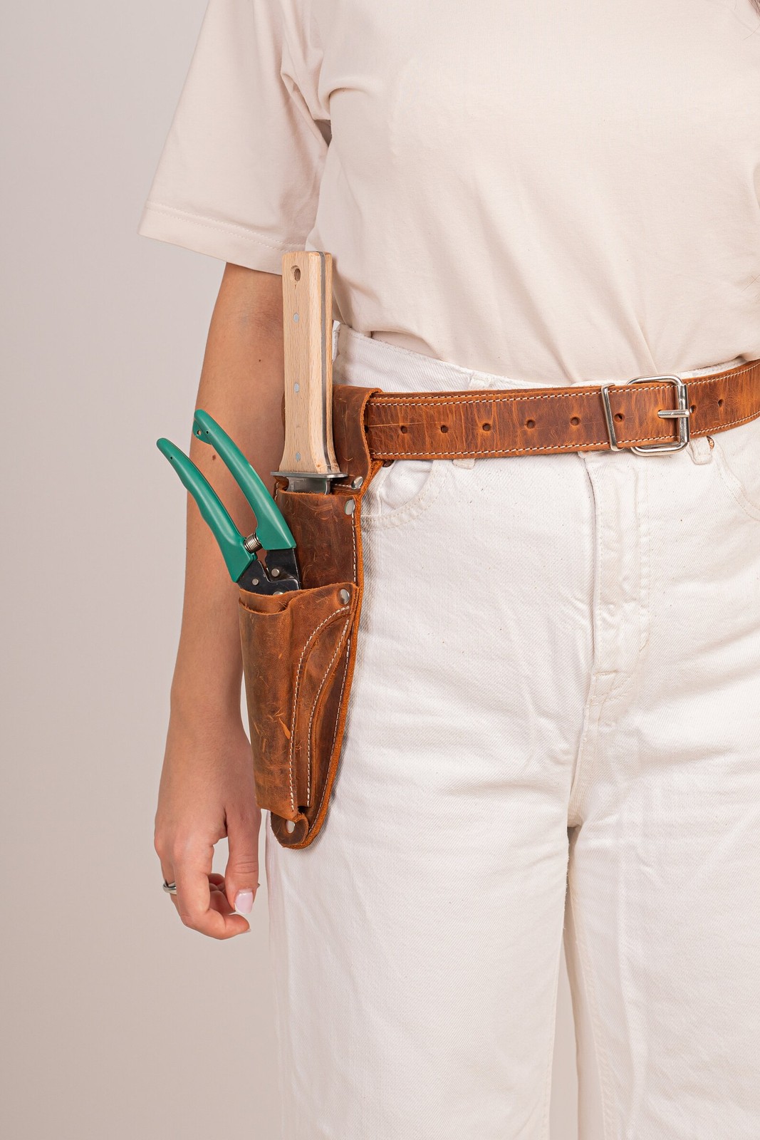 Leather Garden Tool Belt, Hori Hori Knife Pruner Sheath, Gardener Organizer