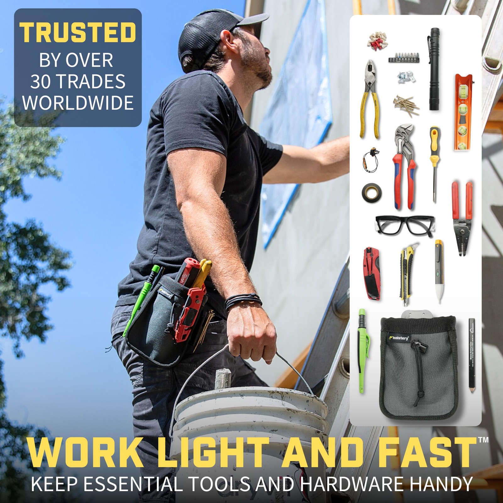 Big Joey Pouch PRO | Clip-On Tool Belt Bag for Tools, Screws, and Nails – Gre…