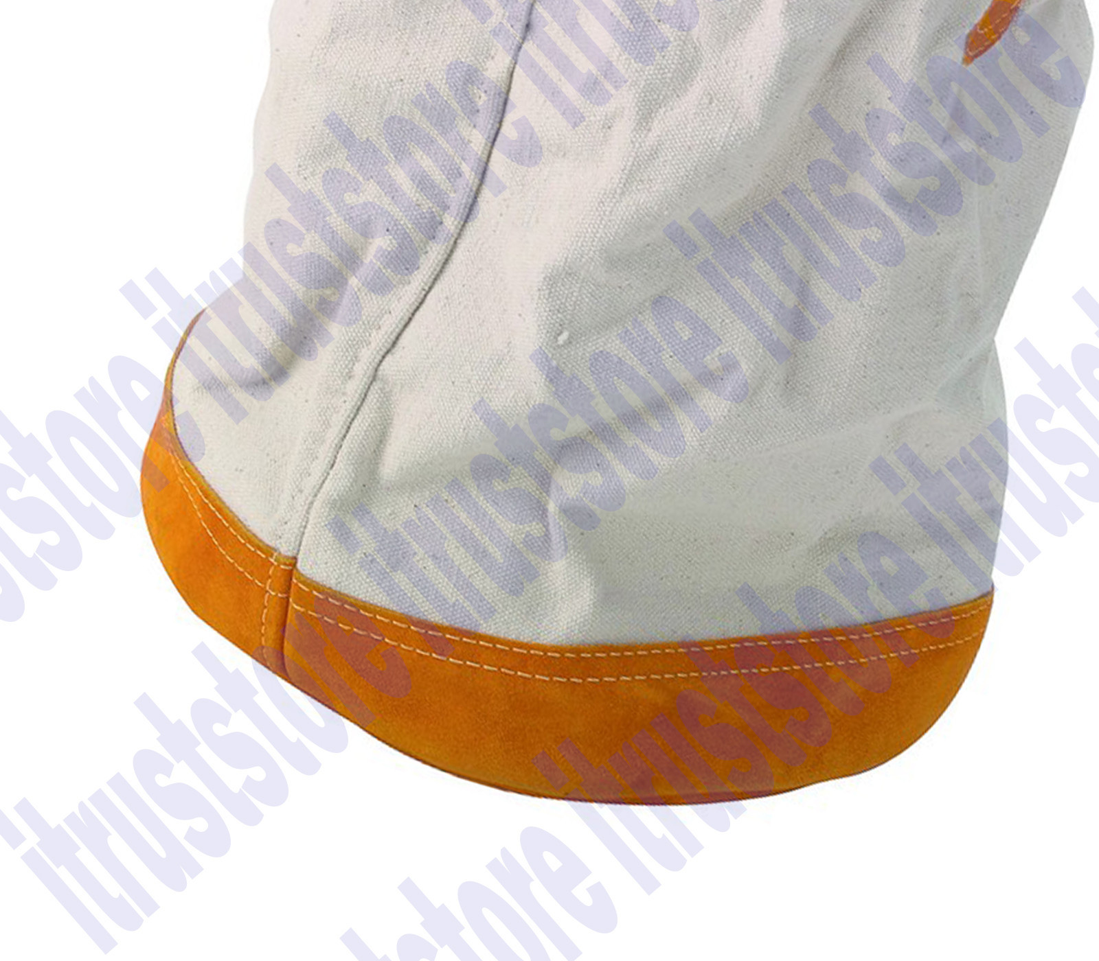 Round Canvas & Leather Tool Tote Bag Bucket With Rope Leather Bottom Portable