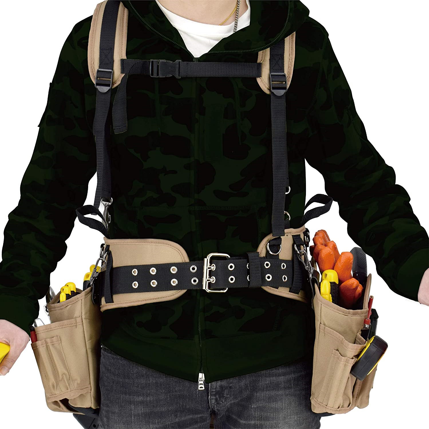JACKSON PALMER Tool Belt Comfort Rig Tan Black Heavy Duty Work Gear