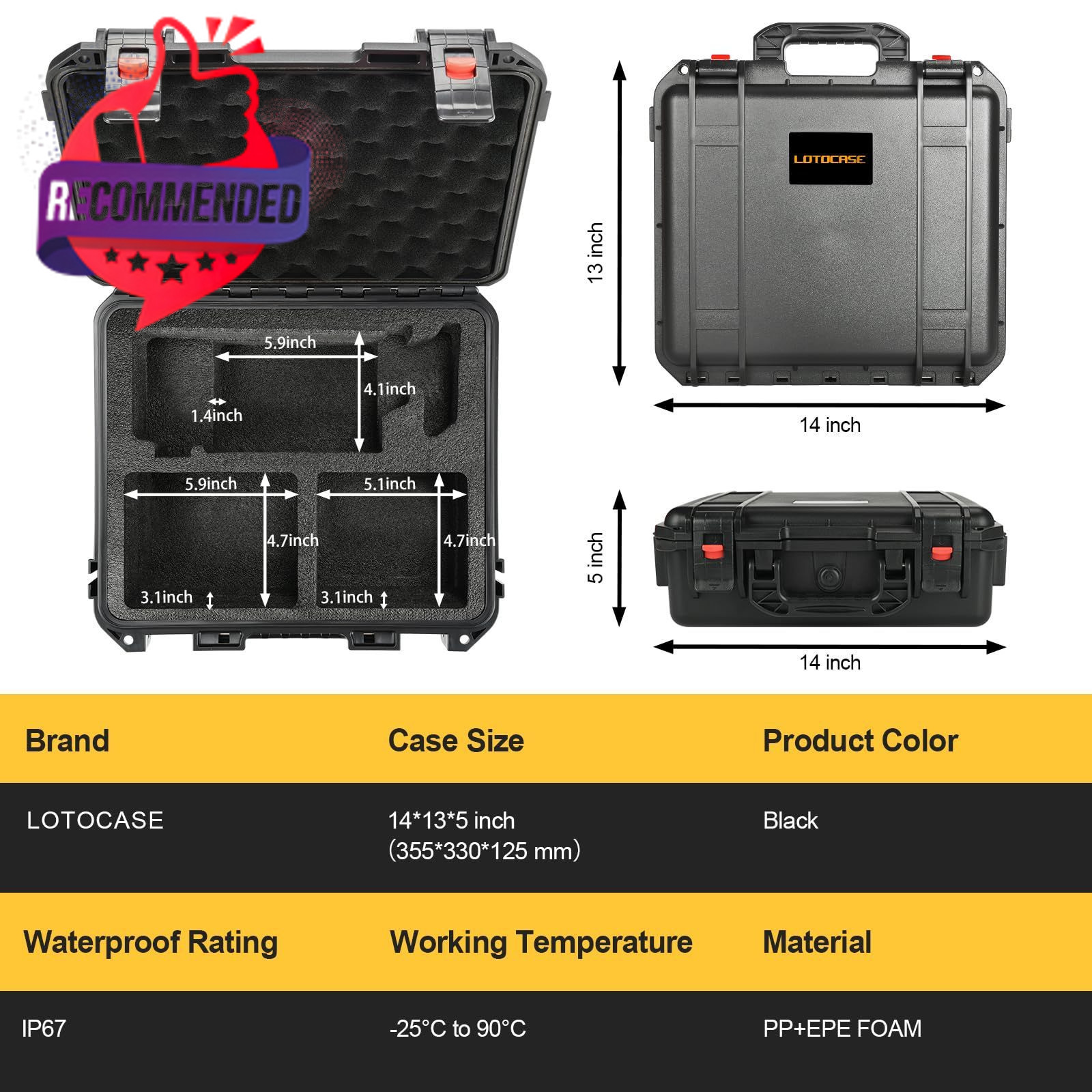 Waterproof Hard Medium Tool Case – Yellow/Black