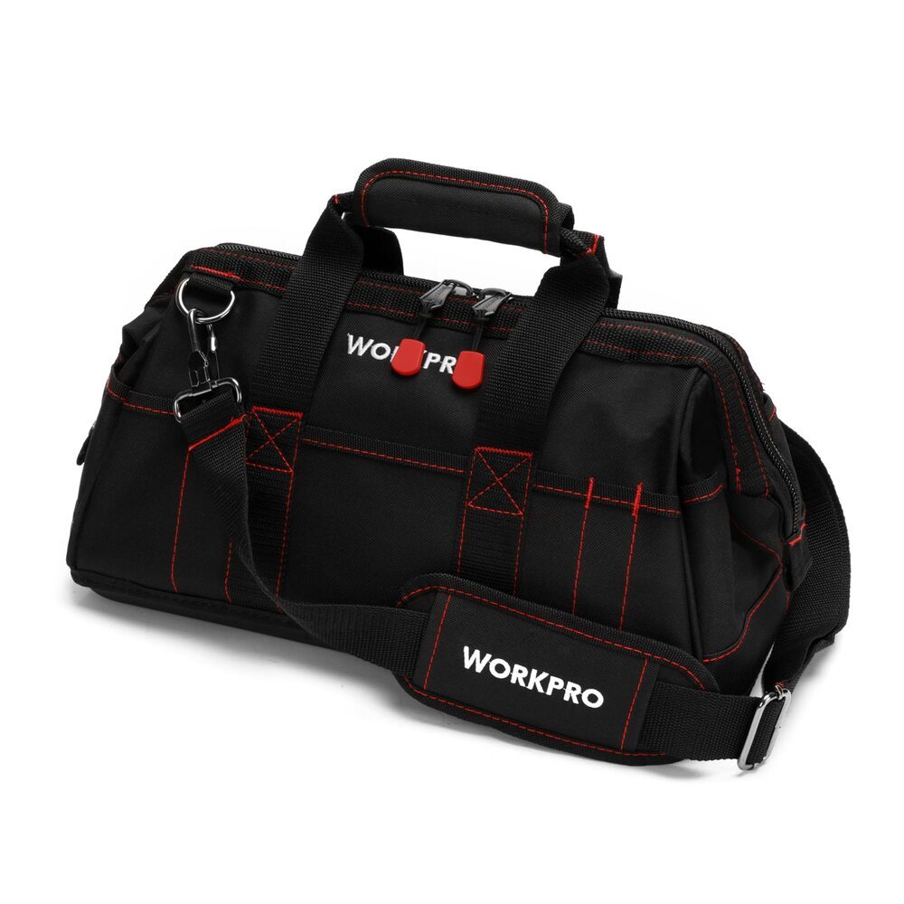 WORKPRO 16″ Zipper Wide Mouth Tool Storage Bag Case Large Capacity w/21 Pockets