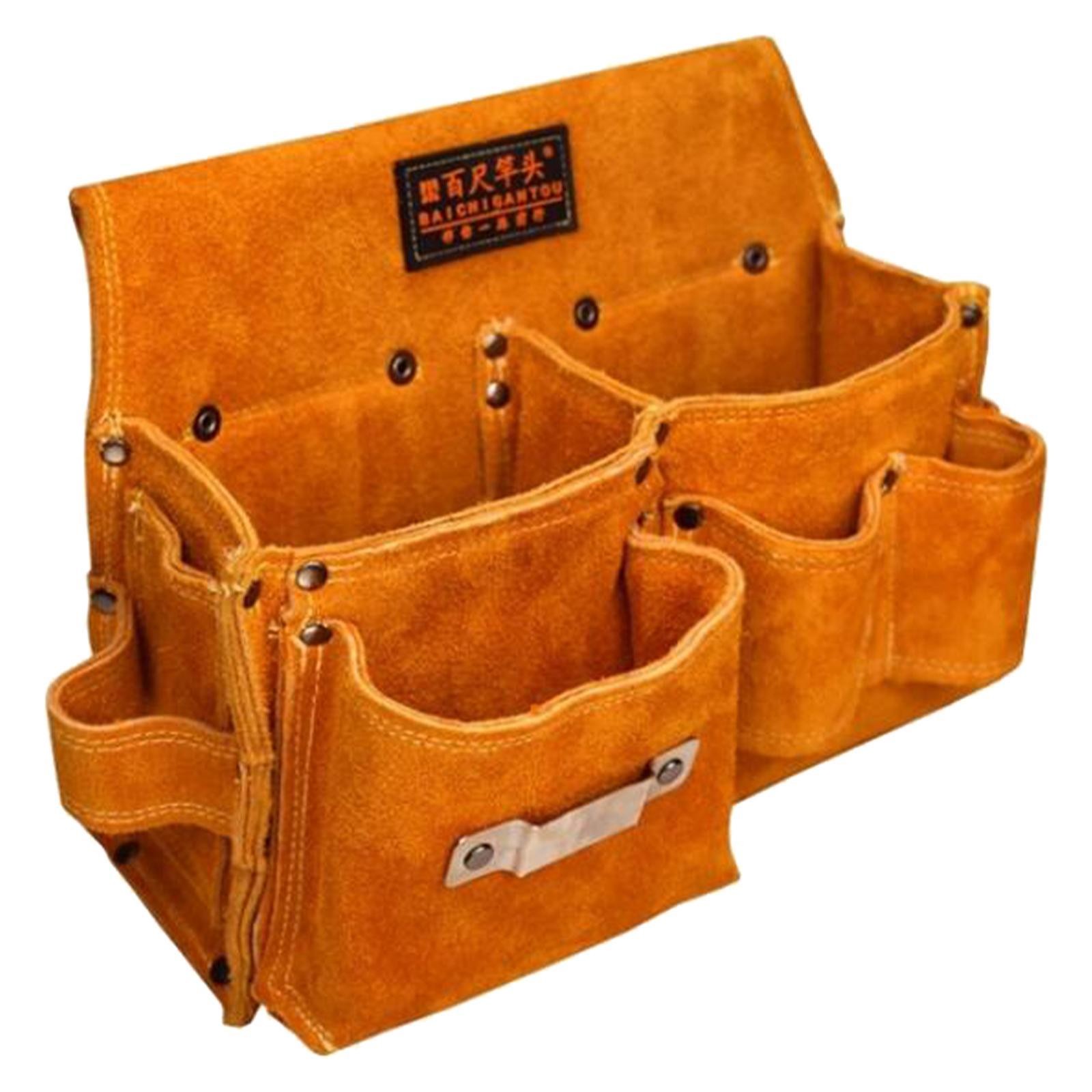 Artificial Leather Pouch Multipurpose Portable Tool Roll Case for Carpenter