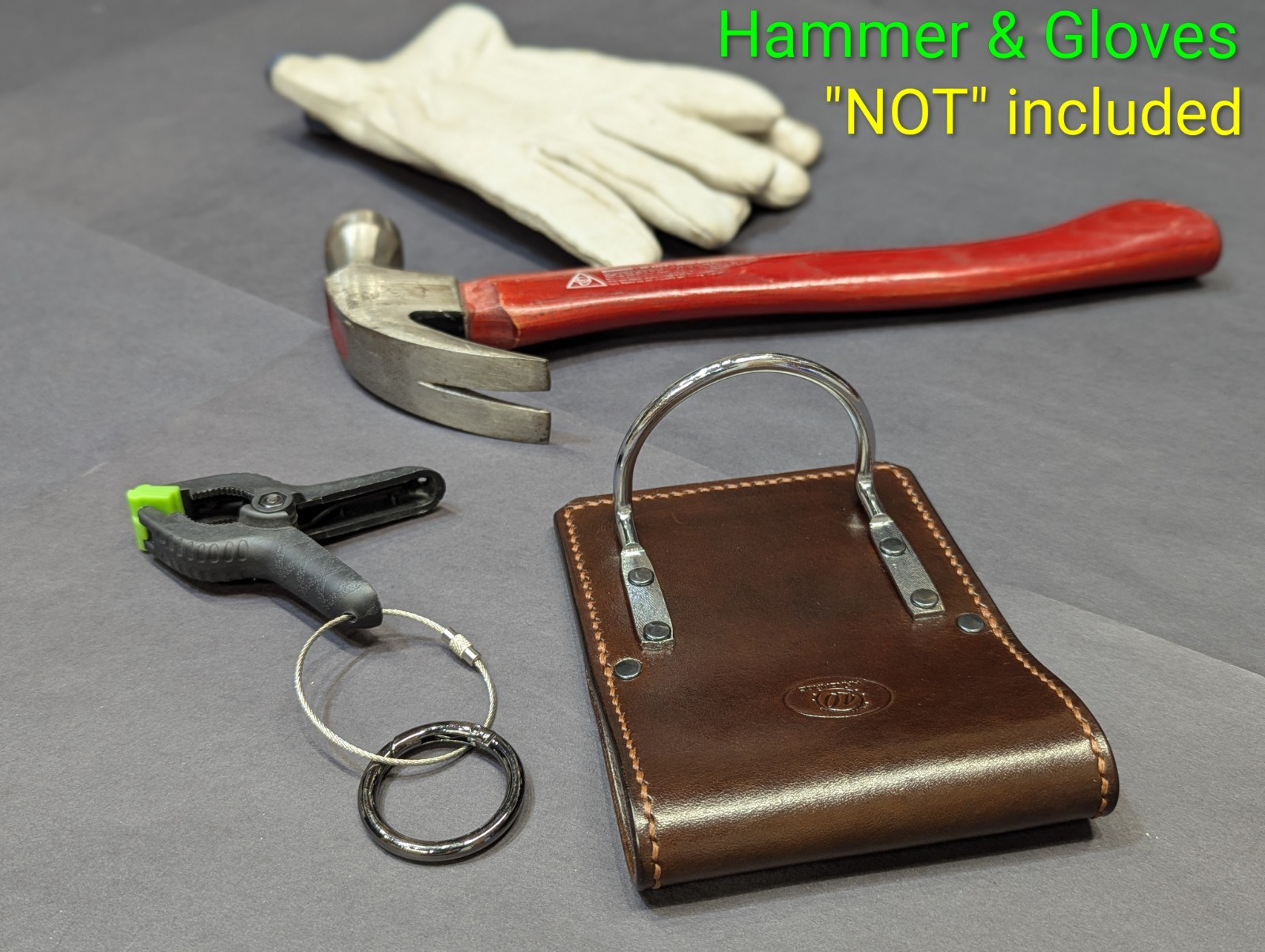 Hammer/Tool Handmade Leather Holster w/ Glove Clip «Only» (No Tools Included)