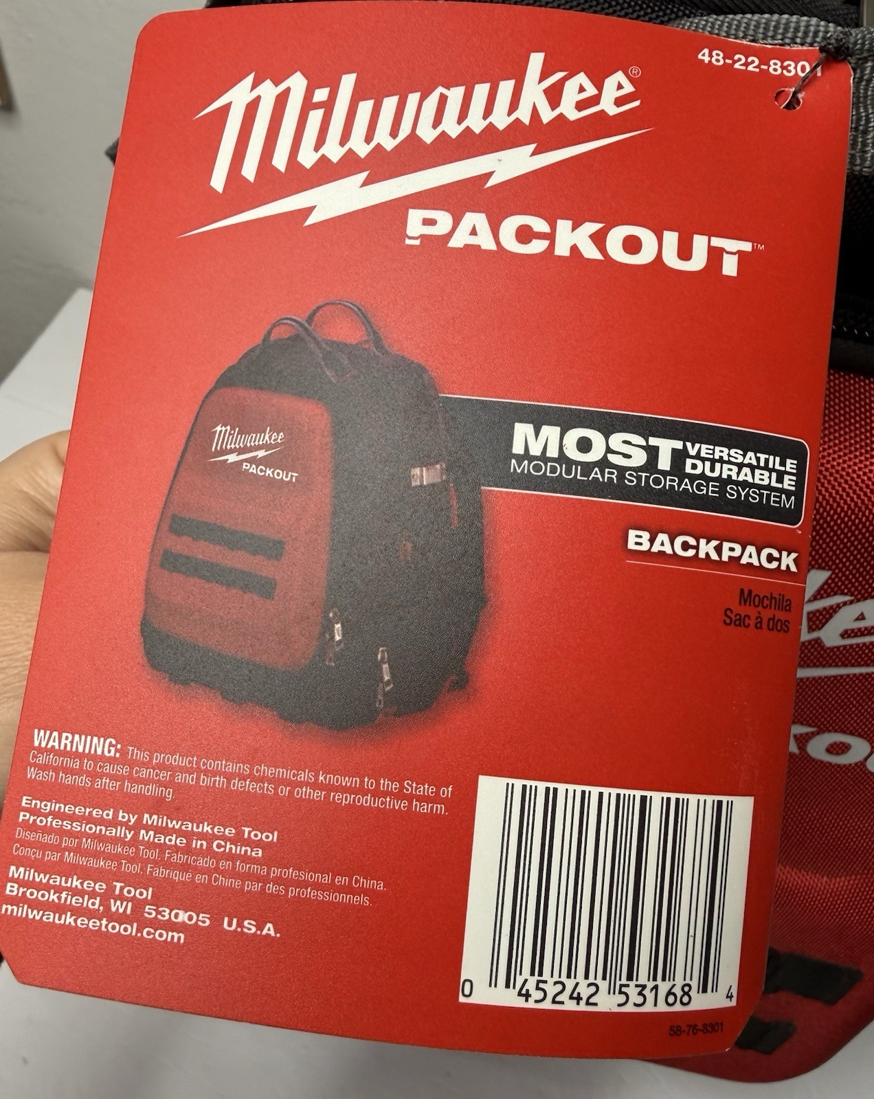 Milwaukee 48-22-8301 PACKOUT Backpack Red Black Work Tools Durable New