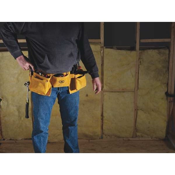 Clc Work Gear Drl91 Tool Pouch, Tool Holster, Tan, Leather, 3 Pockets