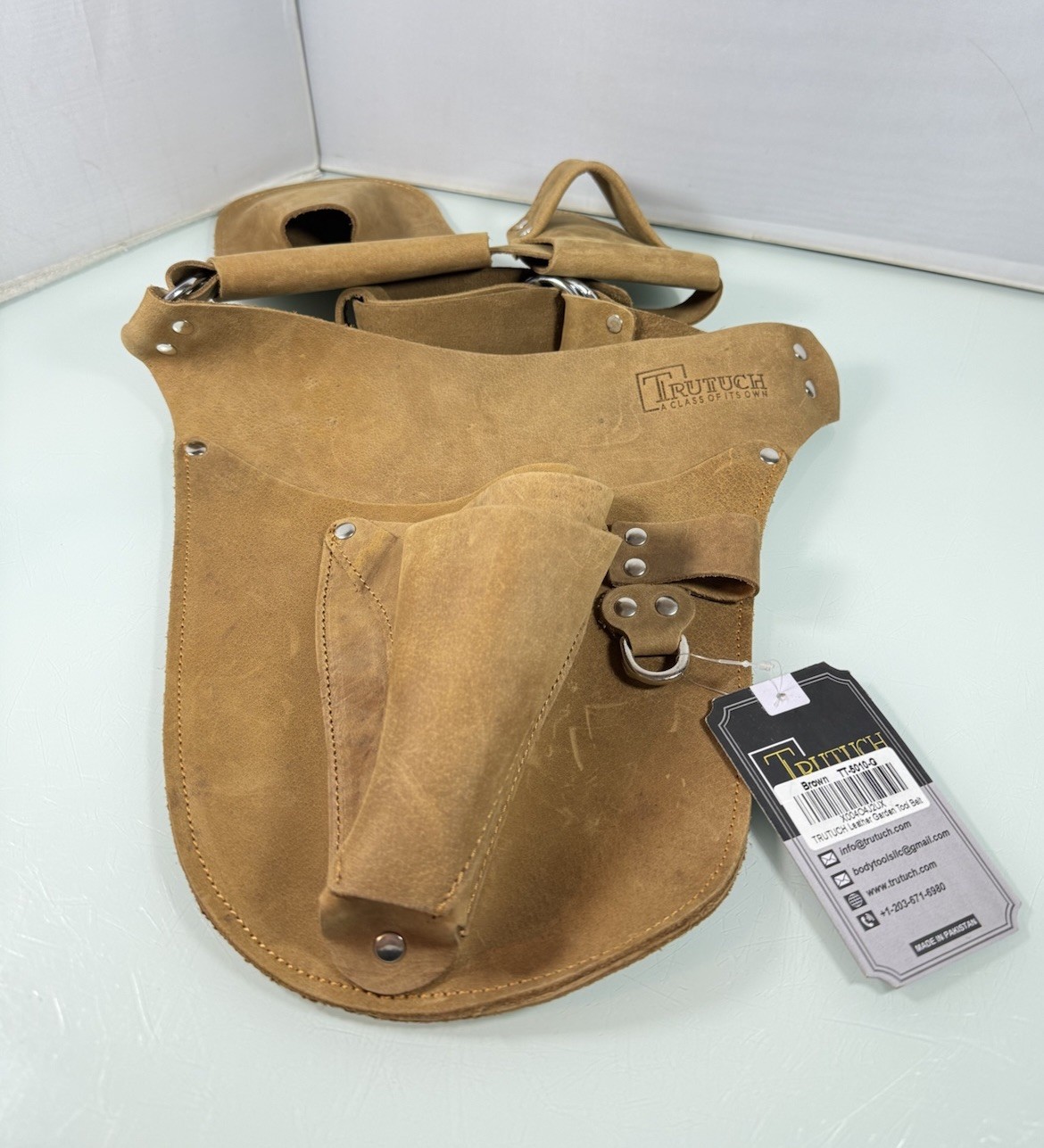 NWT TRUTUCH Leather Multi Pocket Gardening Tool Belt Gardeners Tool Pouch TT5010