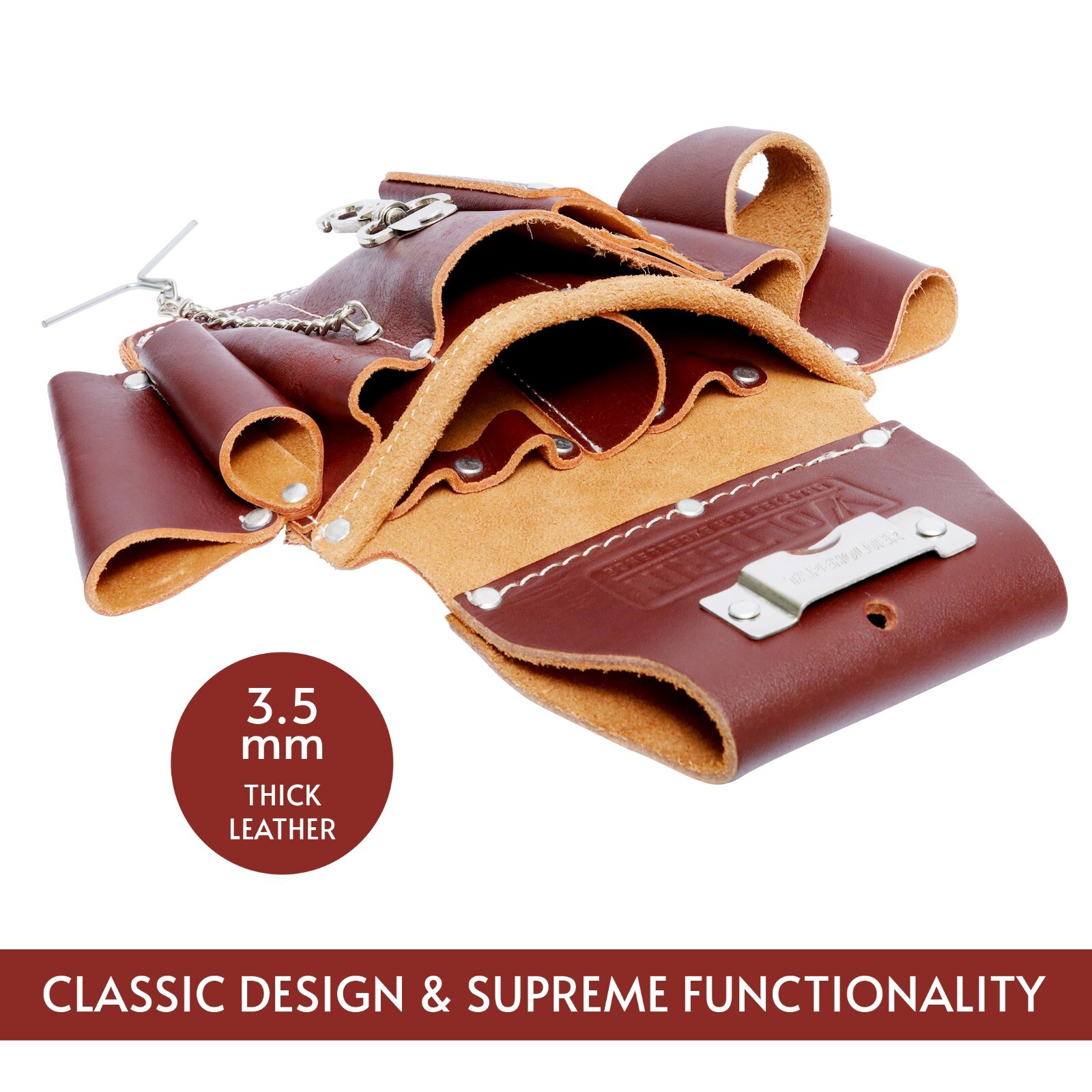 Electrician Pouch, Leather Electrician Tool Belt Pouch, 8 Pockets Pouch for Men