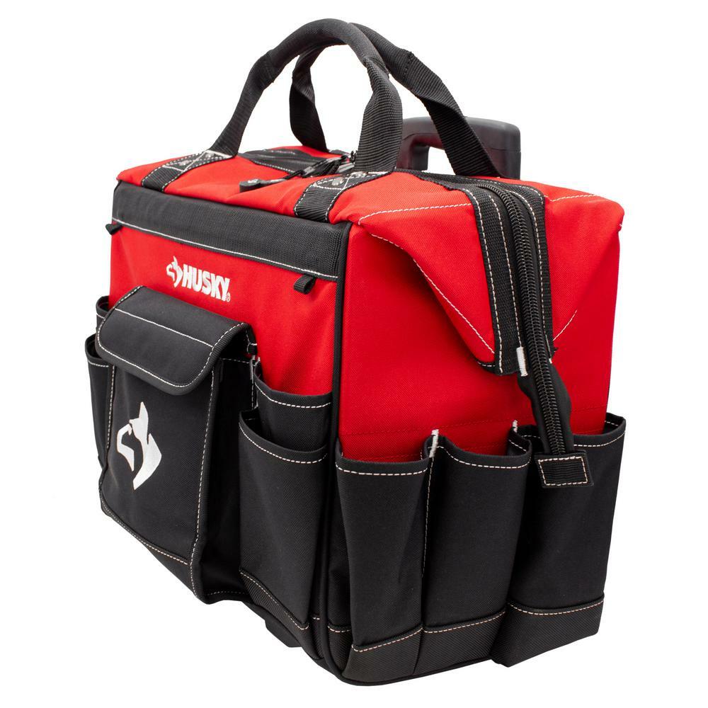 Husky Rolling Tool Bag Toolbag Organizer Storage Wheels 18 in Large 18 Pocket