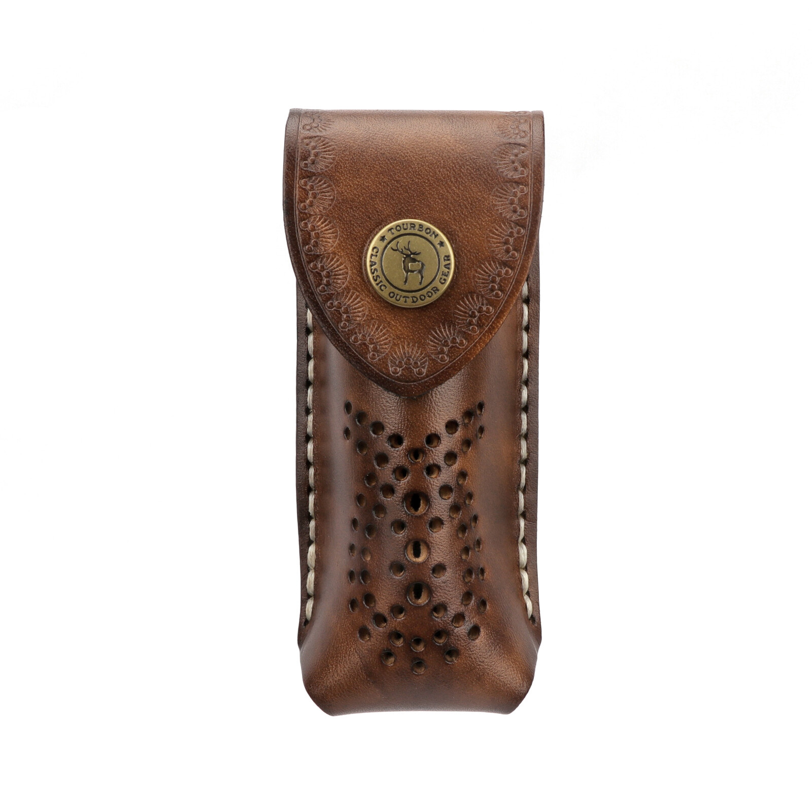 Tourbon Real Leather Fold Knief Sheath Pouch Tool Belt Loop Case Hunting Camping