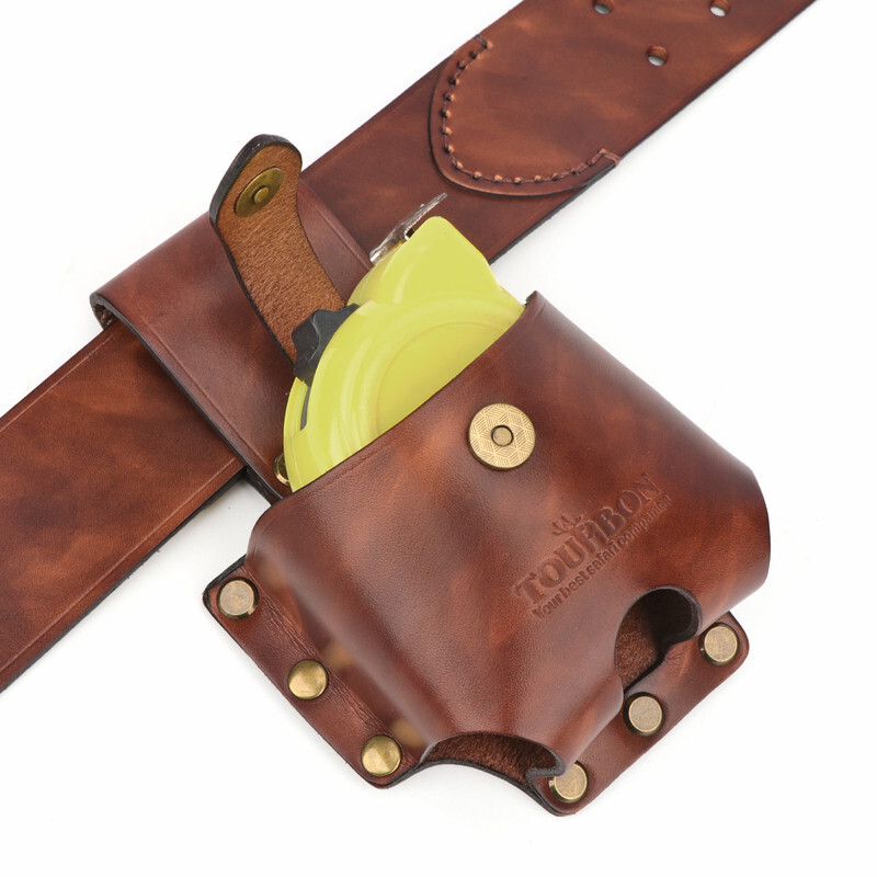 TOURBON Leather Tape Measuring Holder Case Tool Carrier Belt Holster Pouch