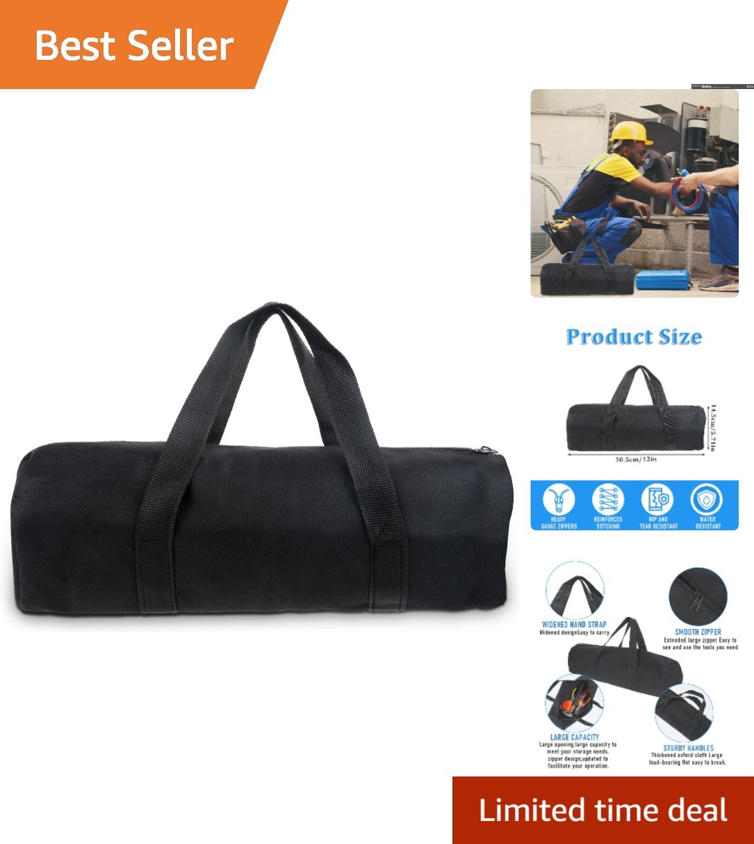 Waterproof 12-Inch Canvas Tool Pouch – Large Capacity Organizer for Tools