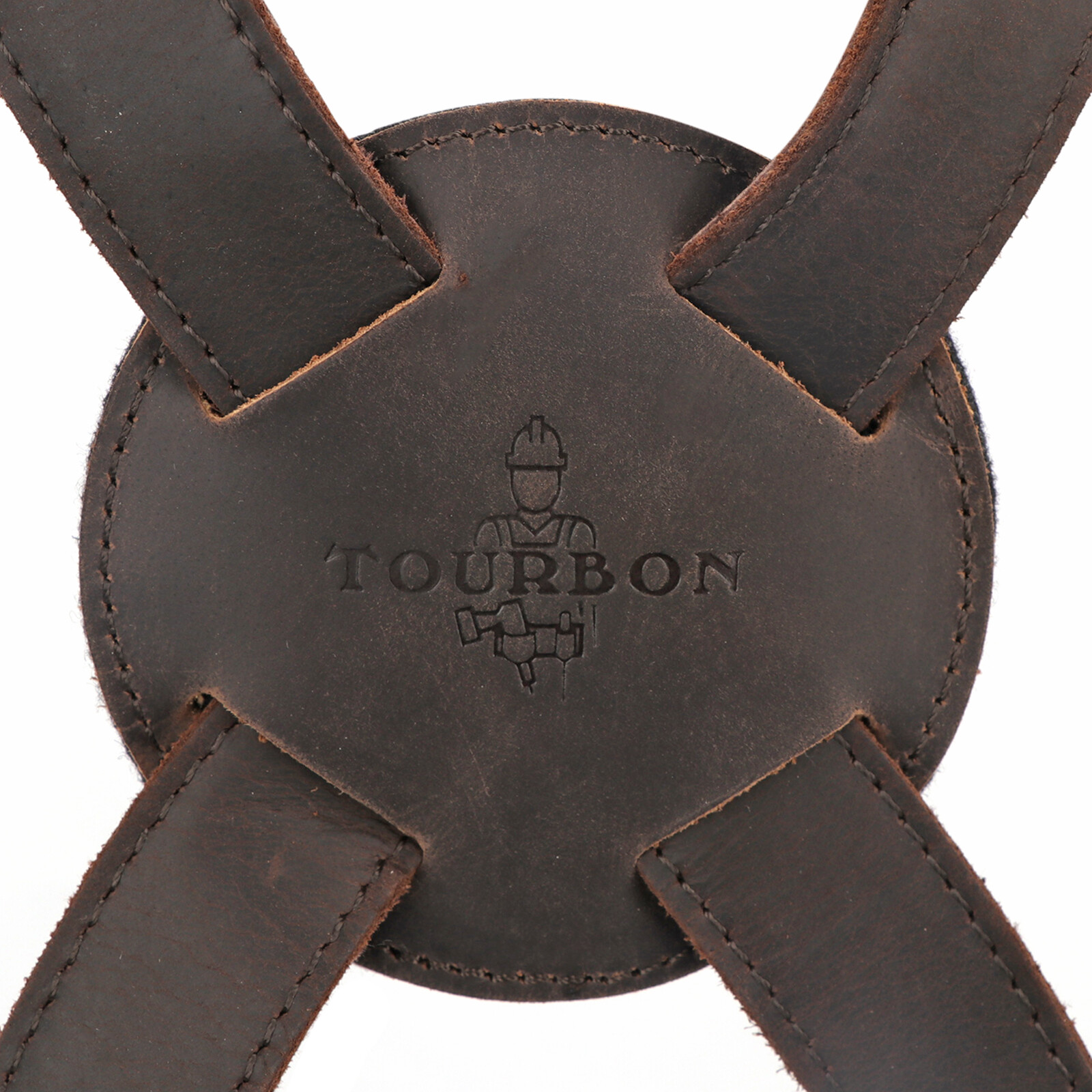 TOURBON Leather Tool Belt Suspenders Carpenter Heavy Duty Workshop Chest Strap