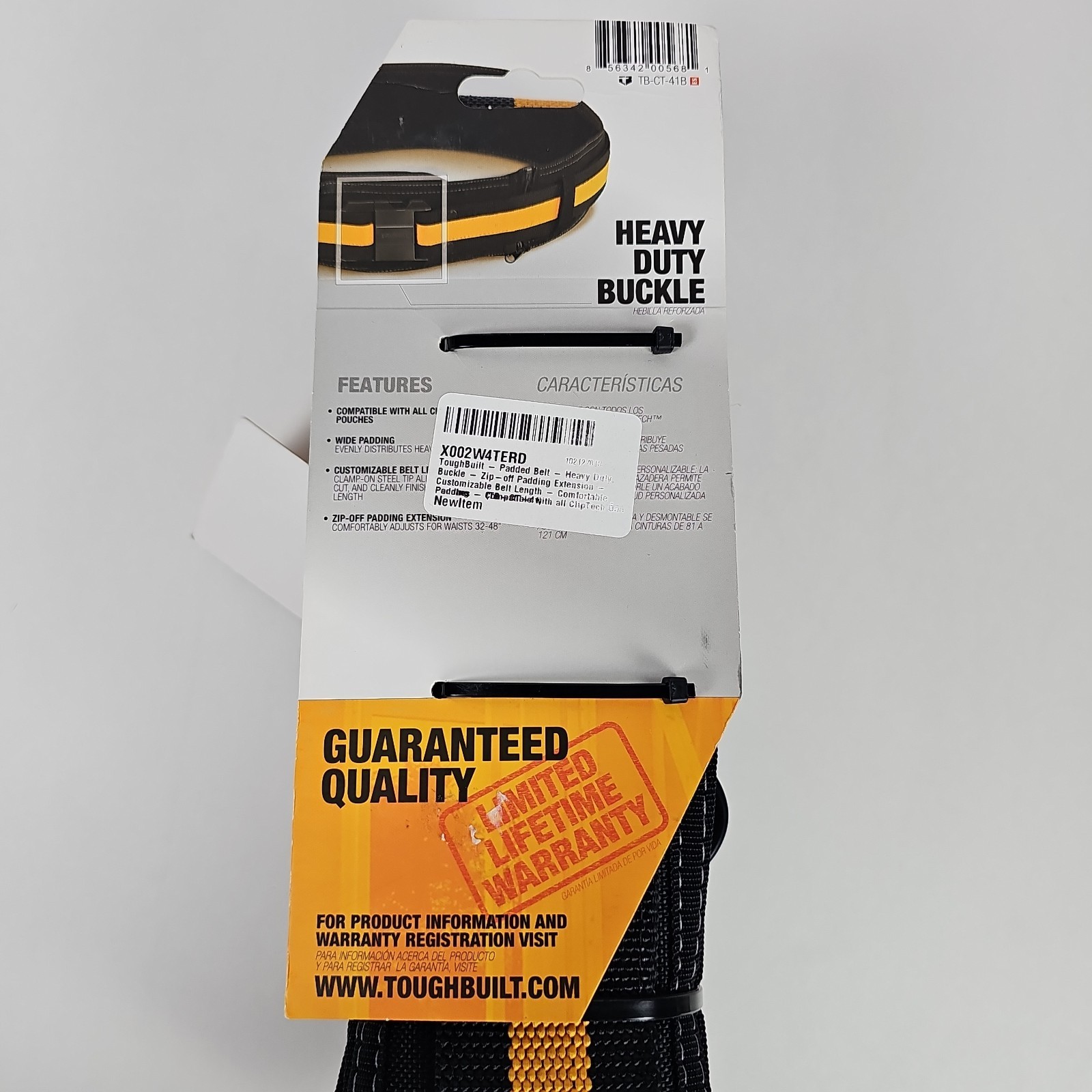 ToughBuilt TB-CT-41 Padded Belt Heavy Duty Buckle Back Support Contractor Tools