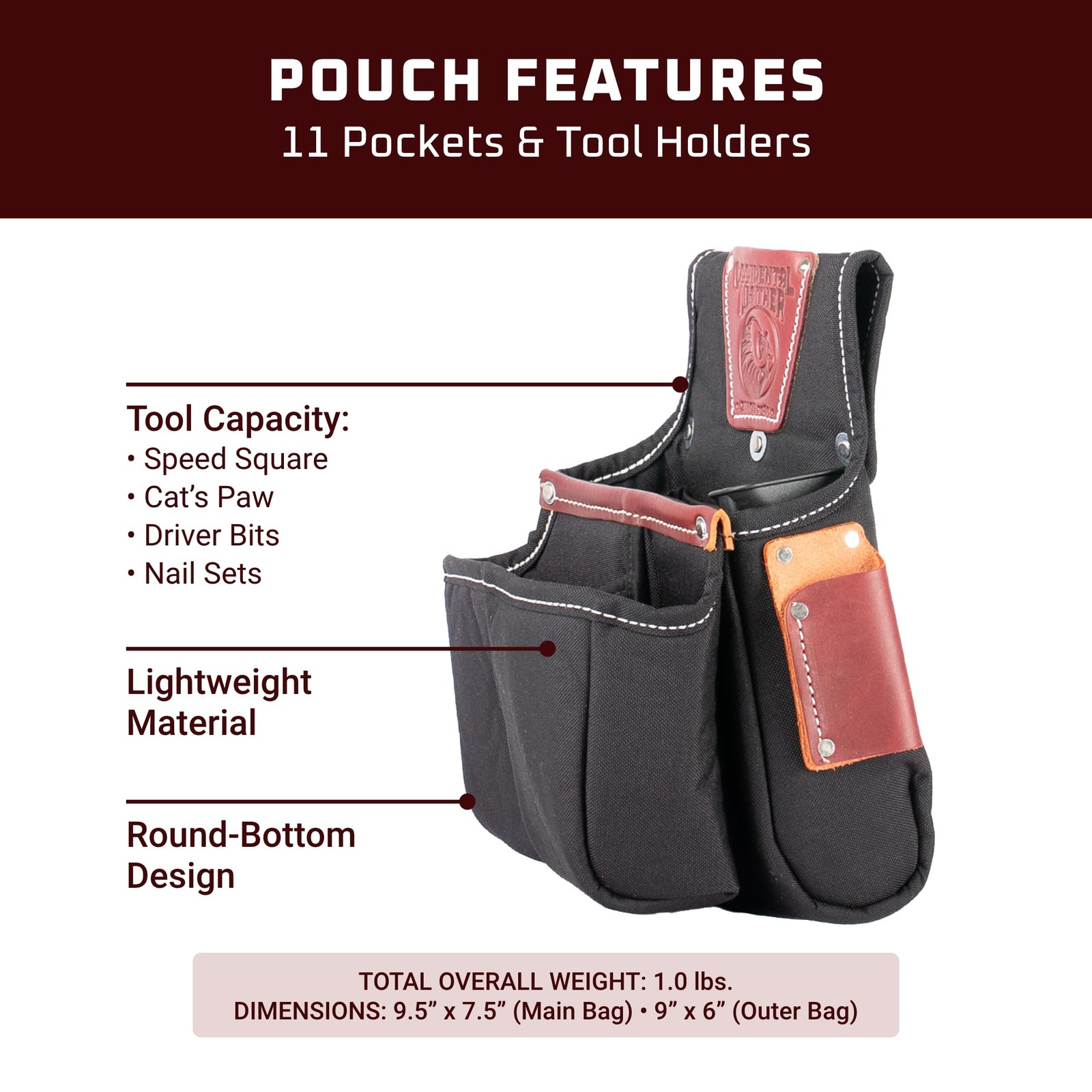 OxyFinisher Fastener Bag – Right Hand – 11 Pockets & Tool Holders – Made in USA