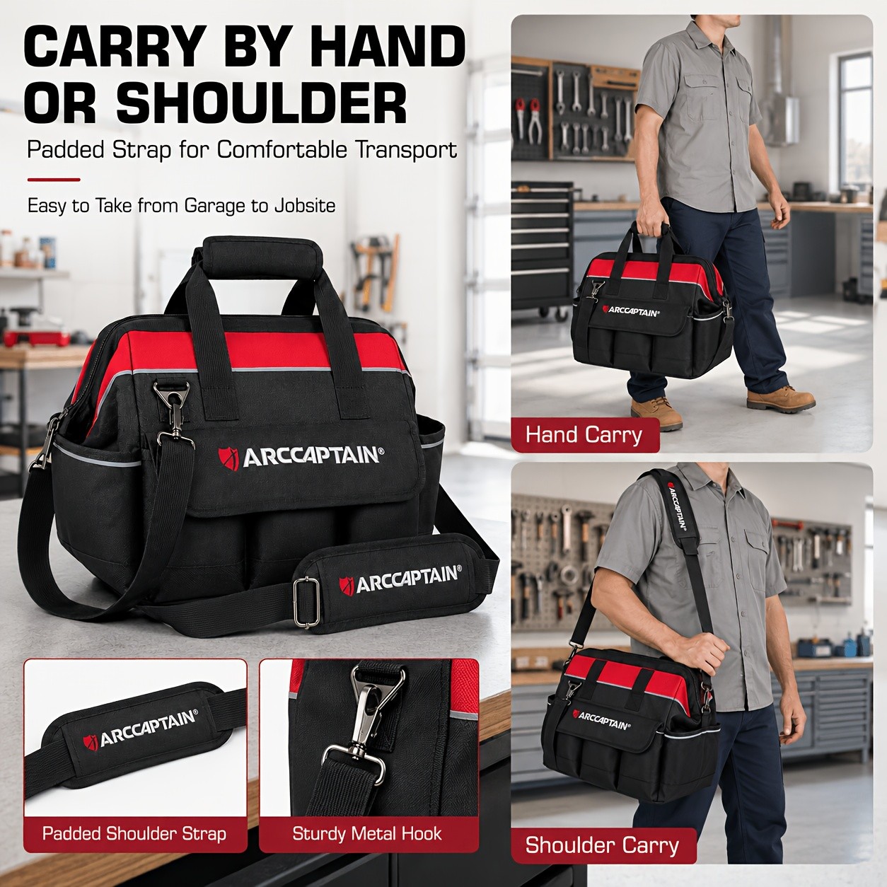 ARCCAPTAIN 13-Inch Welding Tool Bag Portable Welder Carrying Bag with Shoulder