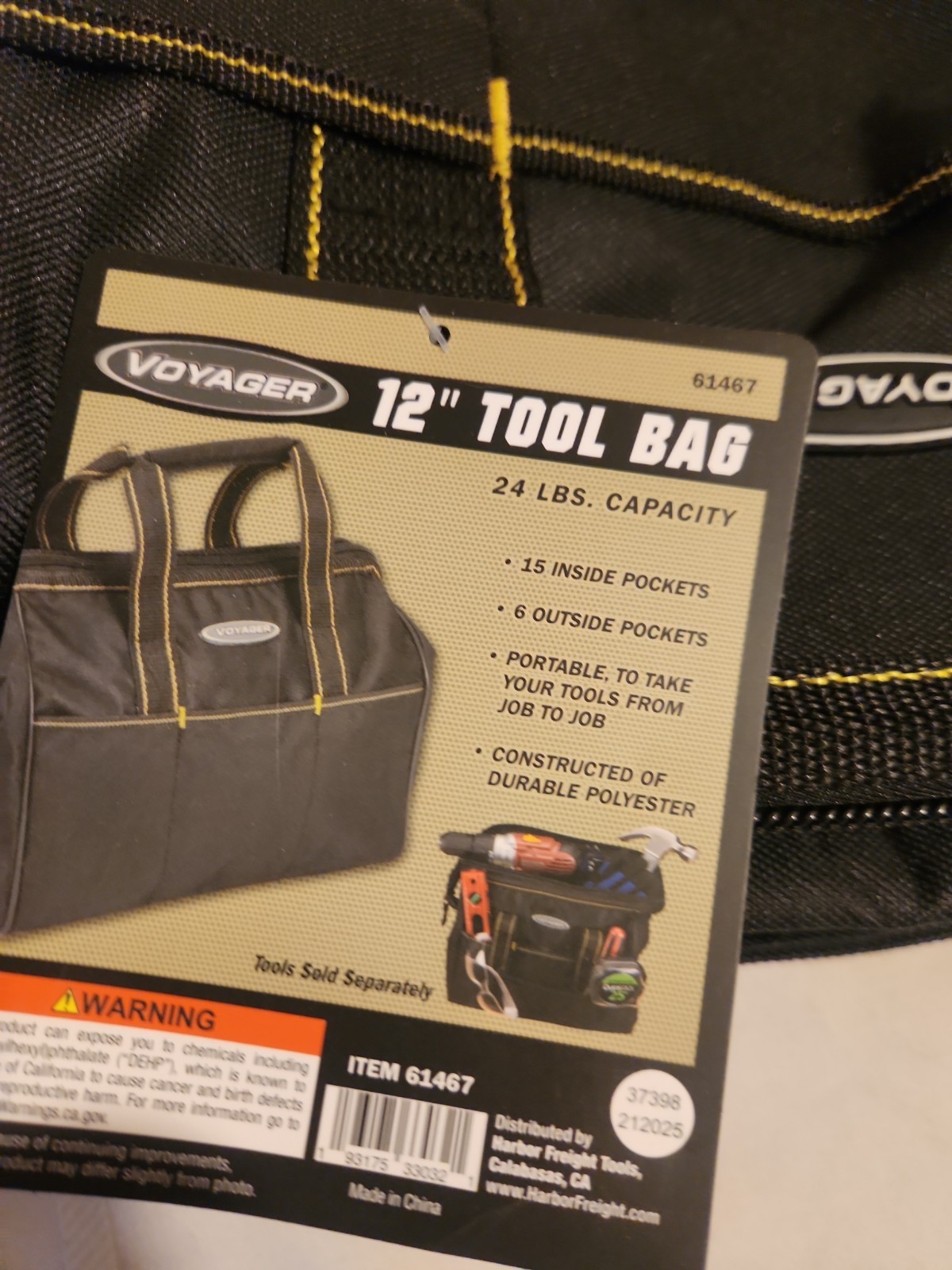 Voyager 12″ Tool Bag 24 lb Capacity 15 Pockets Black w/ Tags New