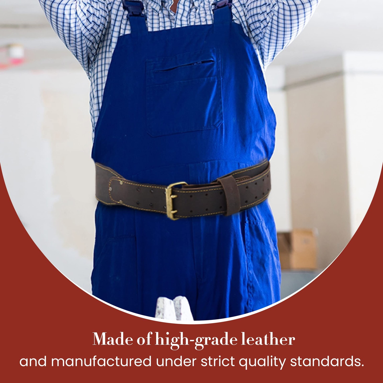 Style n Craft 74055 3 Wide Long Tapered Work Belt in Heavy Grain Oiled Leather,
