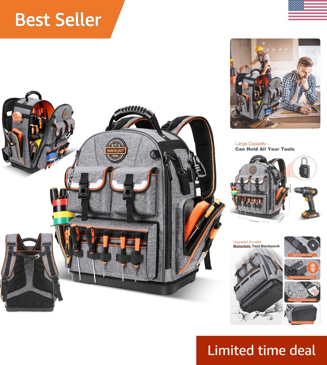 Tool Bag Backpack – Heavy Duty Tool Backpack Water-resistant HVAC Tool Backpa…