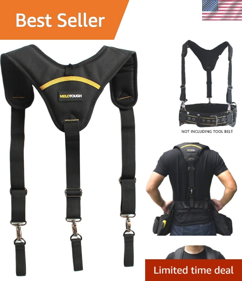 Adjustable 3-Point Support Tool Belt Suspenders with Breathable Foam for Comfort
