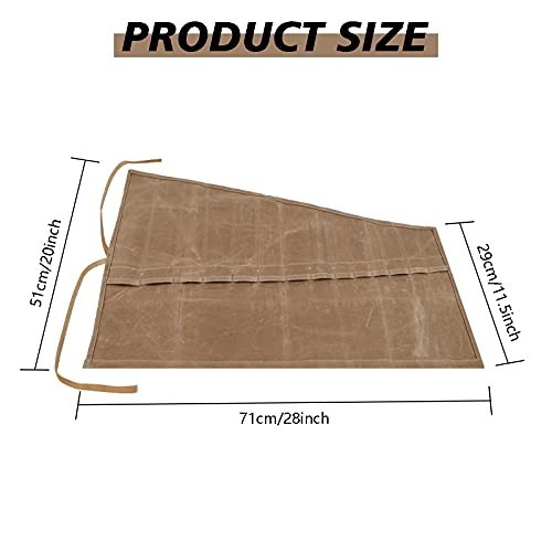 Tool Roll Organizer 14 Pocket Wrench Holder Bag Waxed Canvas Heavy Duty