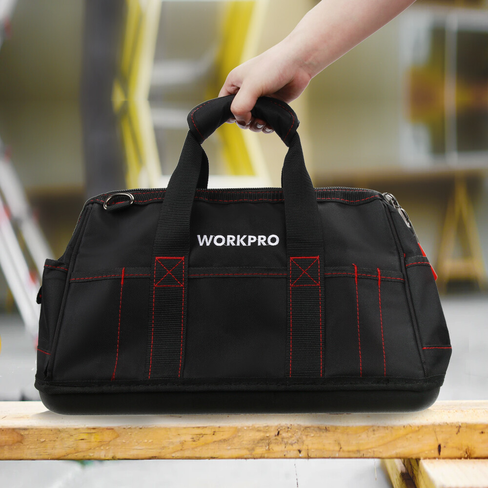 WORKPRO 16-inch Zipper Tool Bag Wide Mouth Heavy Duty Storage Carrying Work Tote