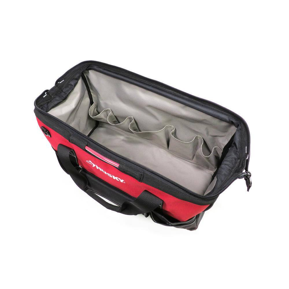 Husky Tool Bag 22 In Spring Loaded Wide Mouth 23 Pocket 600D Polyester