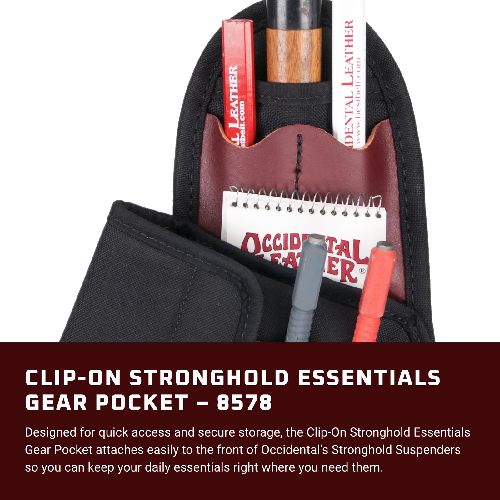 Clip-On Stronghold Essentials Gear Pocket – Black – 7 Pockets & Tool Holders …