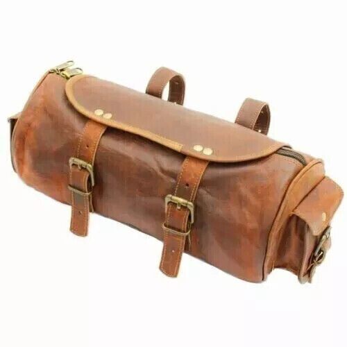 Brown Genuine Goat Leather Vintage Strap Tool Buckle Closure