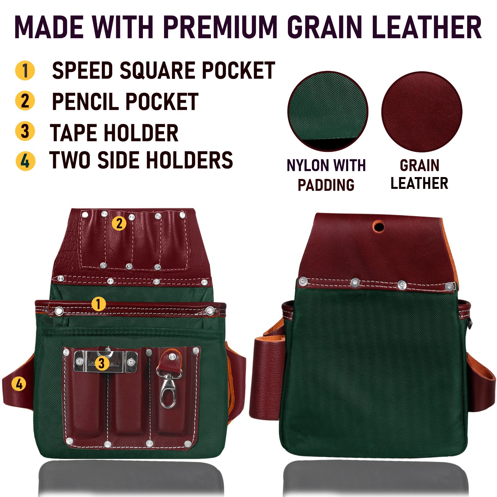 Electricians Heavy Duty 26 Pocket Leather Nylon Tool Belt pouch for men framers