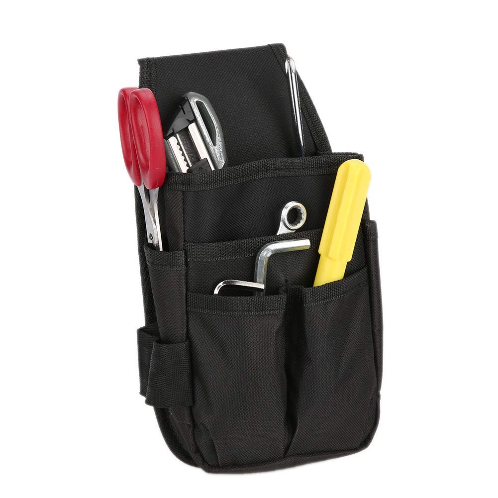 Electrician Tool Waist Bag 600D Polyester Mini Utility Pocket Heavy Duty Black