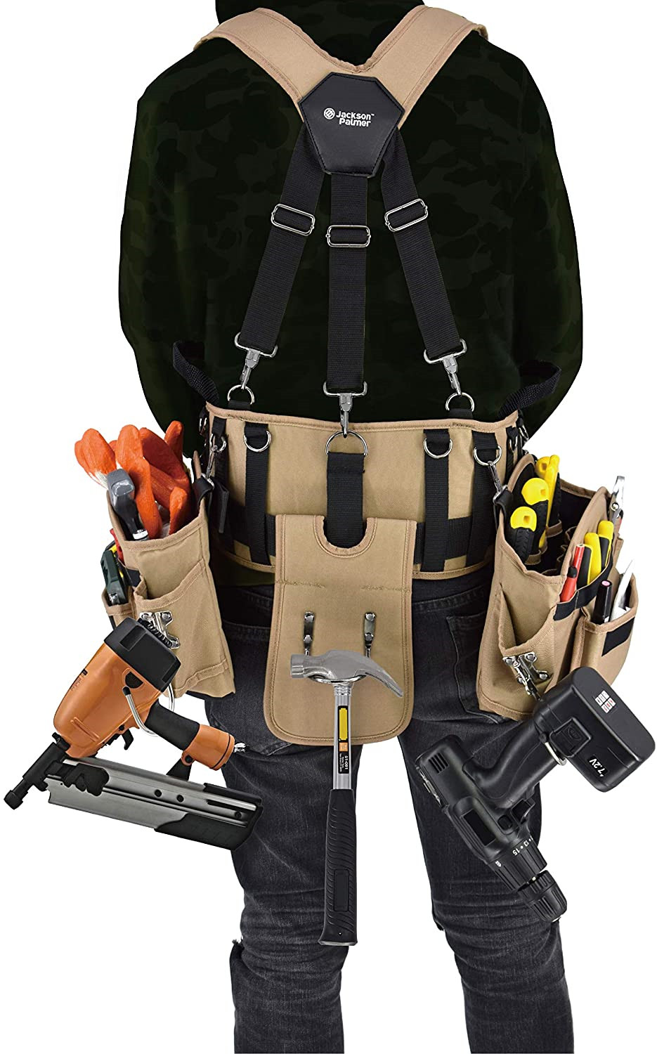 JACKSON PALMER Tool Belt Comfort Rig Tan Black Heavy Duty Work Gear