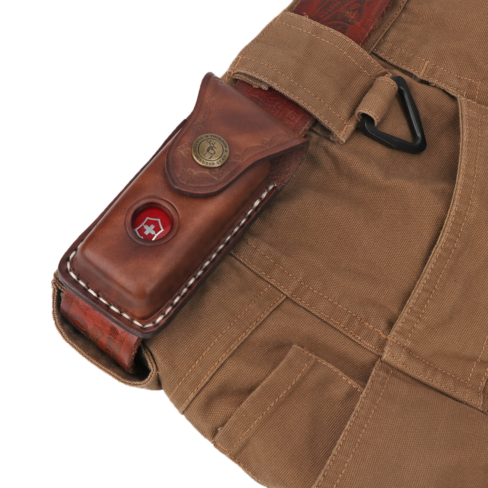 Tourbon Leather Knife Sheath for Folding Horizontal Trapper Knife Belt Holster